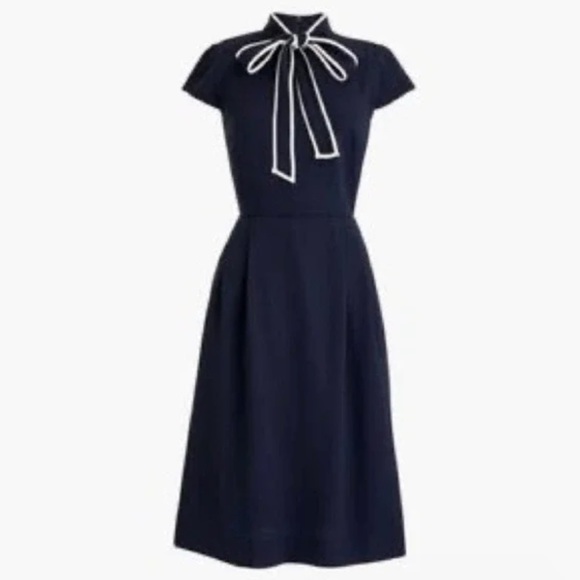 J Crew Bow Tie Neck Dress 365 Crepe Cap Sleeve - Picture 3 of 3